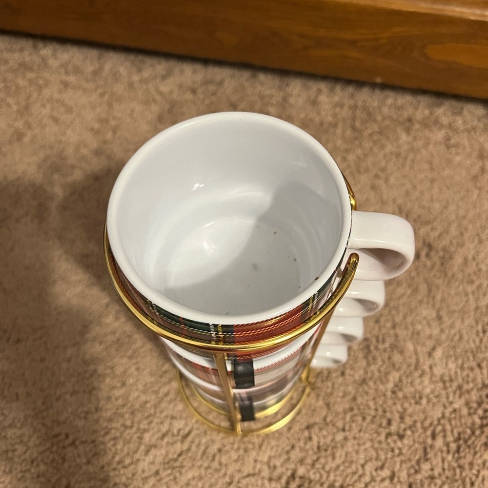 Plaid Stackable Mugs Set - Picture 2 of 3